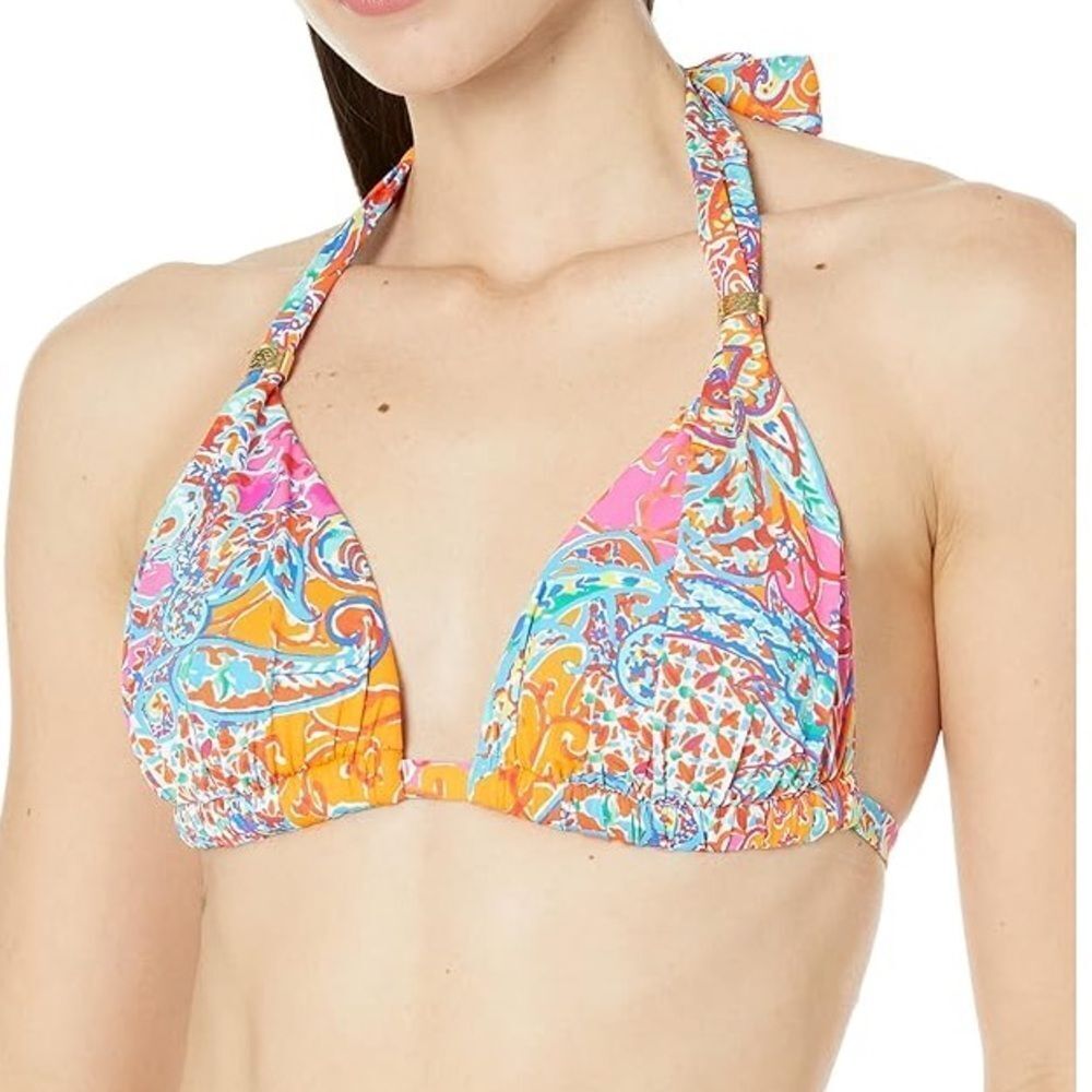 NWT LAUREN Ralph Lauren® Amara Patchwork Molded Cup Halter Top Sz. 12